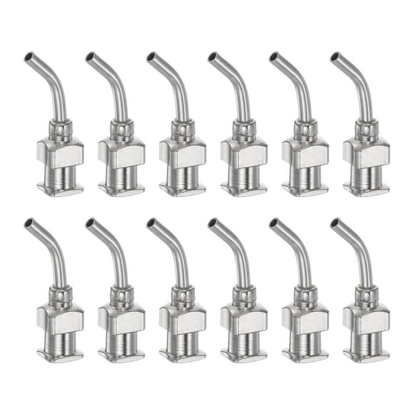 12uds Dispensadoras Agujas, Calibre 14 1/2" Inoxidable Acero Romo Punta 45 Grados Dobladas Dispensadoras Agujas para Tinta Cartuchos, Pegamento, Jeringas, Carpintería