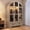 Natural 3 Glass doors, variant on 75" Tall Armoire Wardrobe Closet with Glass Door & LED Sensor Light, Arched Armoire Closet with Storage Drawers & Hanging Rod, 3 Doors Clothes Organizer Display Cabinet for Bedroom