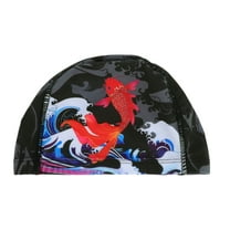 Unique Bargains 1 Pc Durable Swim Cap Black Red White Gray