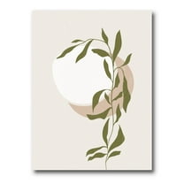 Abstract Moon and Sun With Green Leaf III 30 in x 40 in Painting Canvas Art Print, by Designart