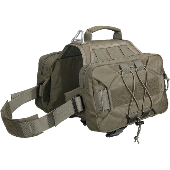 Dog Vest Harness and Easy Control Training Dog Collar with Bungee Dog Leash Set No Pull Military Dog Harness with Backpack for Medium Large Dogs Hiking Traveling