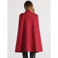 thumbnail image 3 of DARING DIVA Women's Winter Slit Sleeve Double Breasted Cloak Coat Burgundy S, 3 of 6