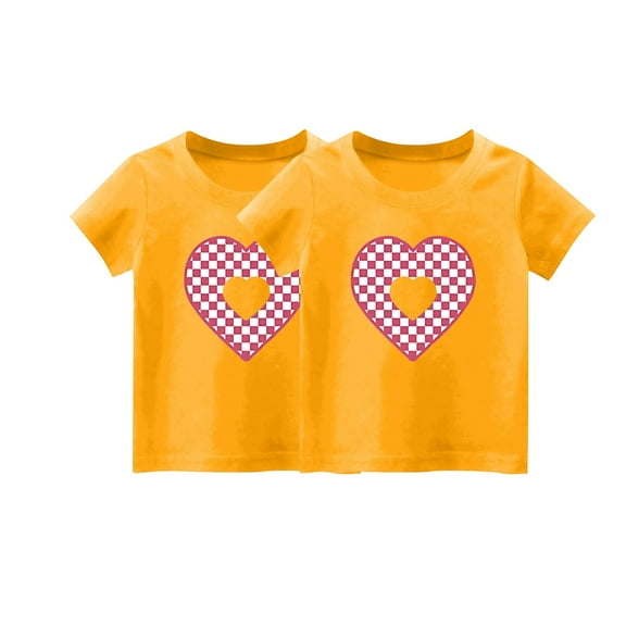 Kaemgyyd 2 Pack Toddler Baby Summer Clothes Fashion Heart Short Sleeve T-Shirt Casual Loose Crew Neck Tee Tops for 1-14 Years