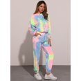 thumbnail image 2 of DARING DIVA Women's 2 Piece Tie Dye Hoodie Drawstring Sports Outfit XS Yellow Blue, 2 of 7