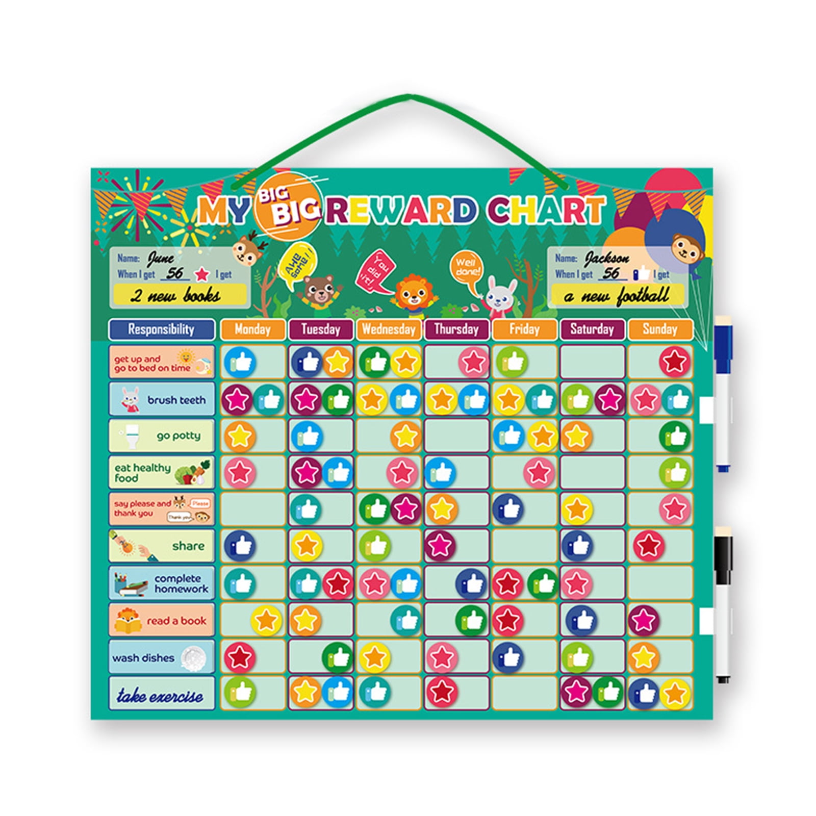 Calendar Kids Toy Magnetic Reward Board Educational Table 45 X 40 X 2cm  Multicolor Creative And Funny Gift Chores Chart 