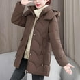 thumbnail image 5 of Wowcloth Women's Casual Solid Color Long Sleeve Hooded Cotton Coat - Warm Winter Outerwear for Everyday Use, 5 of 9
