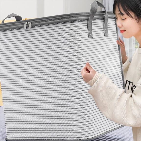 LHWEN Large Blanket Organizer Heavy Duty Moving Bag with Zipper Reinforced Handles Wardrobe, Bedding Waterproof Foldable Moving Bag Suitable for College Dorms Travel Camping Full Top Opening Design