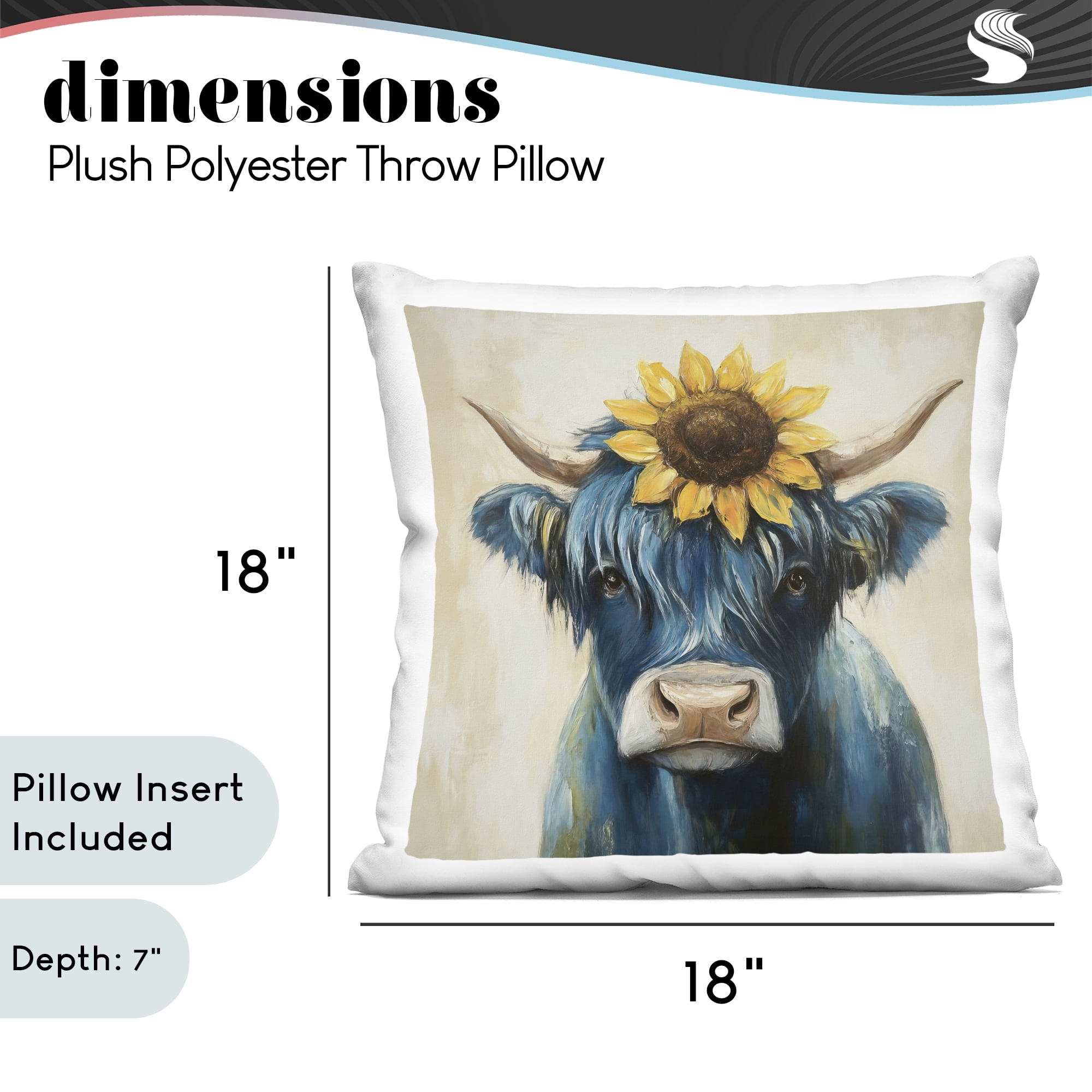 Stupell Industries Pastoral Sunflower Highland Decorative Printed Throw Pillow, design by Tina LeCour