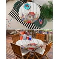 thumbnail image 6 of Independence Day Flower Bird Flag Fitted Round Tablecloths Elastic Edged Table Covers 45"-54",Watercolor Floral on Wood Plank Waterproof Dining Room Table Cloth for Kitchen Holiday Party Tables Decor, 6 of 6
