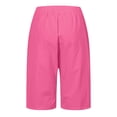 thumbnail image 6 of Glisme Casual Pants For Women Fashion Solid Large Pocket Elastic Capris Pants Red Trousers Regular Fit, 6 of 6