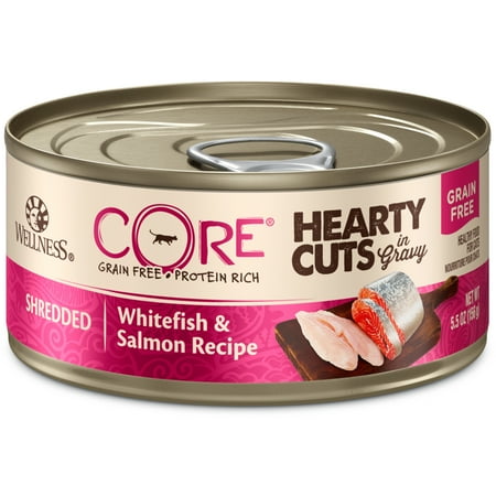 UPC: 0076344080046 | Wellness CORE Hearty Cuts Wet Cat Food  Whitefish & Salmon  5.5oz Can (Pack of 24)