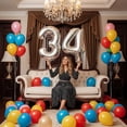 thumbnail image 6 of Silver Number 34 Mylar Foil Balloon 40" - Helium or Air Inflatable Metallic Balloons for 34th Happy Birthday Party, Anniversary, Graduation Decor, 6 of 9