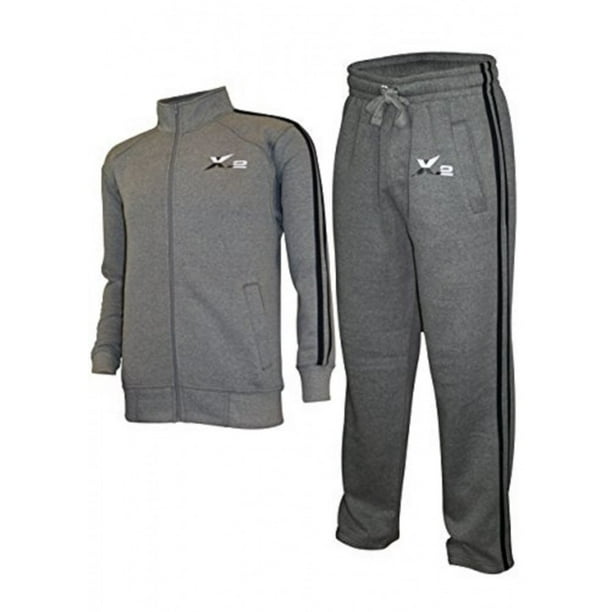 X-2 - Mens Athletic Full Zip Fleece 2 Pipe Tracksuit Jogging Sweatsuit ...
