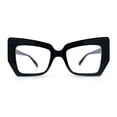 thumbnail image 5 of Womens Oversized Thick Squared Cat Eye Clear Lens Fashion Eyeglasses Black, 5 of 8