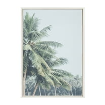 Kate and Laurel Sylvie Pale Green Coconut Palm Trees Framed Canvas Wall Art by the Creative Bunch Studio 23x33 White Warm Tropical Art for Wall