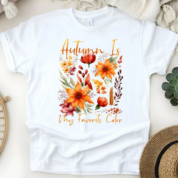 Just a Girl Who Loves Fall T-Shirt | Autumn Pumpkin Girl Tee | Cozy Fall Aesthetic Top, White, Size S