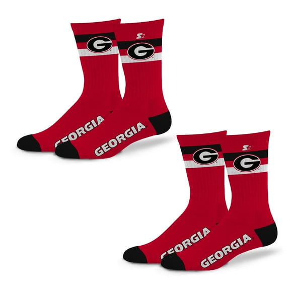 Unisex Starter Georgia Bulldogs Team Color 2-Stripe 2-Pack Crew Socks Set
