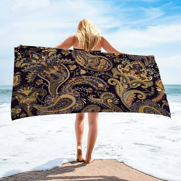 Xihbxyly Toalla de Playa de Microfibra, Superligera y Resistente a La Arena, de Secado Rápido y Compacta, Multiusos para Playa, Viajes, Natación y Yoga, Tamaño 76 X 152 Cm.