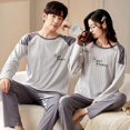 thumbnail image 1 of Conjuntos de Pijamas de algodón 100% para parejas, ropa de dormir cómoda de talla grande para Otoño e Invierno, 1 of 4