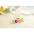 thumbnail image 4 of Gem Stone King 1.15 Ct Pink Created Sapphire E-F Lab Grown Diamond 18K Yellow Gold Plated Silver Engagement Ring (Size 8), 4 of 4