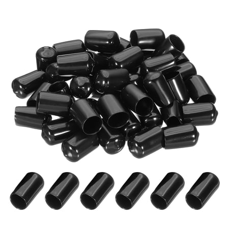 Uxcell 14mm/0.55 Rubber End Caps 44Pcs Covers Flexible Caps Covers Blot Protector Black