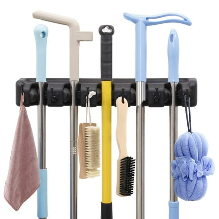 Reactionnx Mop and Broom Holder Wall Mount Heavy Duty Broom Holder Wall Mounted Broom Organizer Home Garden Garage Storage Rack...
