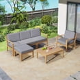 thumbnail image 3 of Churanty 6 Piece Outdoor Sectional Sofa Set, Acacia Wood Frame Patio Sectional Sofa Set with Coffee Table and Removable Cushion & Multi-Functional Ottoman for Garden Backyard Patio and Poolside,Grey, 3 of 15