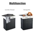 thumbnail image 5 of Costway Folding Double Rectangle Bamboo Hamper Laundry Basket Cloth Storage Bag Lid Black, 5 of 10