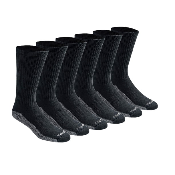 Dickies Dri-tech Calcetines deportivos con control de humedad para hombre, paquete múltiple, color negro (6 pares), talla de zapato: 6-12