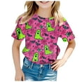 thumbnail image 4 of CAUYDY Girls Halloween T-Shirt Ghost Shirts Spooky Season Kids Graphic Tee Short Sleeve Tops(A01- Red,3-4 Y), 4 of 4