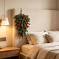 thumbnail image 5 of Cadancy Christmas Teardrop Artificial Pine Needles Hanging Tree Decoration with Ball Ornaments for Wall Door Window Holiday Seasonal Home Decor Xmas Wreath Swag, 5 of 6