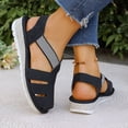 thumbnail image 4 of Rokment Women's Comfortable Closed Toe Wedge Gladiator Walking Sandals Summer Fall Stylish Casual Openwork Elastic Ankle Strap Platform Slingback Dressy Fisherman Shoes Black Size 5.5, 4 of 7