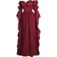 thumbnail image 4 of Guieoi Womens Dresses Long Sleeve Court-Style Asymmetrical Gothic Solid-Color Maxi Dress Maxi Dress Red XL, 4 of 6