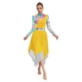 thumbnail image 3 of YiZYiF Women Metallic Liturgical Praise Dance Dress Long Sleeve Colorful Print Church Worship Overlays Tunics Yellow XL, 3 of 5
