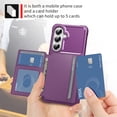 thumbnail image 3 of Slim Hard PC Case Compatible with Samsung Galaxy S26, PU Leather Card Holder Back Case Kickstand Shock-absorbing Car Magnetic Case Cover Designed for Samsung Galaxy S26, Purple, 3 of 6