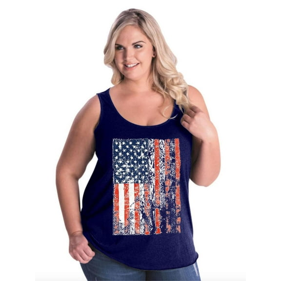 IWPF - Women's Plus Size Tank Top - American Flag 4th of July