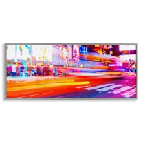 Stupell Industries Light Streaked Cityscape Scenery Photography Gray Framed Art Print Wall Art, 24 x 10