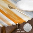 thumbnail image 3 of Orange Gray Round Tablecloth, Fitted Table Cover with Elastic for 45"-54" Round Tables, Retro Country Abstract Ombre Aesthetic Table Cloth Outdoor Indoor Dinning Party Waterproof Tablecloths, 3 of 7