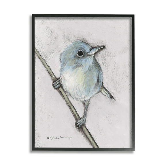 Stupell Wildlife Perched Bird Painting Animals & Insects Painting Black Framed Art Print Wall Art