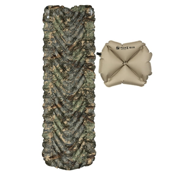 Klymit Static V Lightweight Sleeping Pad Set Options - V Sheet, Pillow X, or Air Pump & Patch Kit (Realtree Edge, Pillow X)