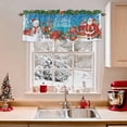 thumbnail image 2 of Merry Christmas Valances for Windows, 54 x 18in, Xmas Santa Elk Snowman Gifts Bell Winter Snowflake Blue Rod Pocket Kitchen Valance Curtain Light Filtering Window Treatments for Living Room Bedroom, 2 of 7