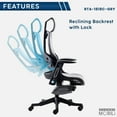 thumbnail image 6 of Techni Mobili Lux Ergonomic Executive Office Chair with Adjustable Lumbar Support & Height Adjustable Reclining Backrest RTA-1818C-GRY, 6 of 16