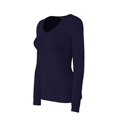 thumbnail image 2 of Bozzolo Women's RT1201 Basic V-Neck Long Sleeve T Shirt Top Navy M, 2 of 3
