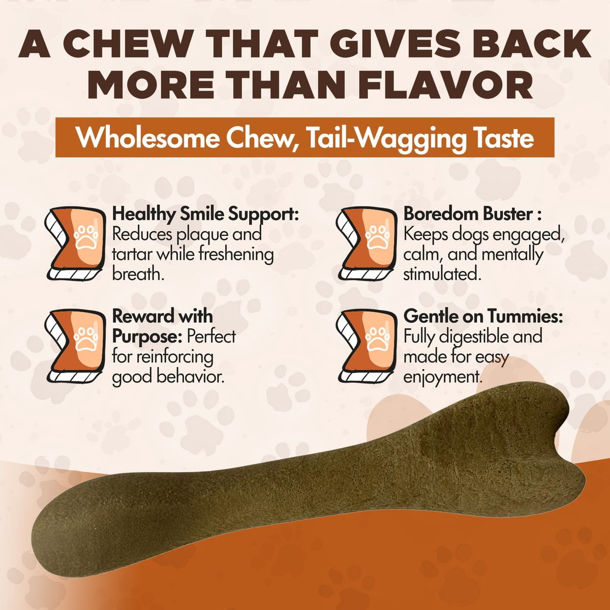 Scoochie Pet Chewka Chicken Flavored Plant-Forward Fully Digestible Dog Chew Bone, Large, 6CT