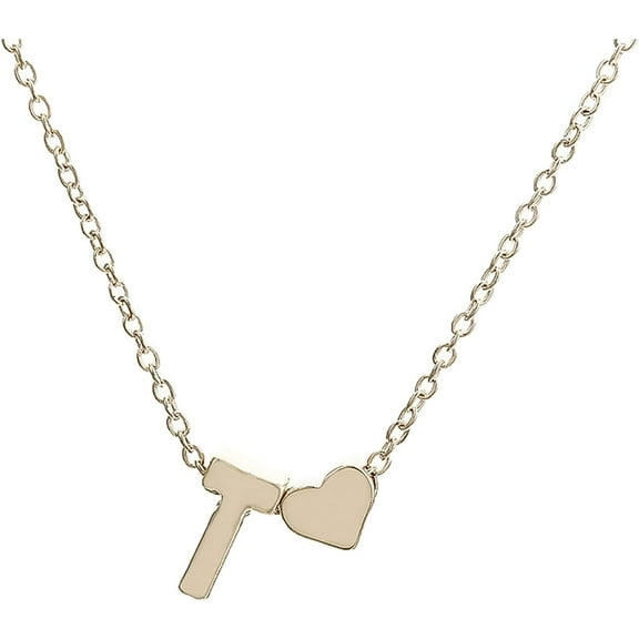 Clearance Gold Heart Initial Necklace for Women, Valentines Day Gifts for Women Heart Initial A-Z Necklace Pendant Birthday GiftT