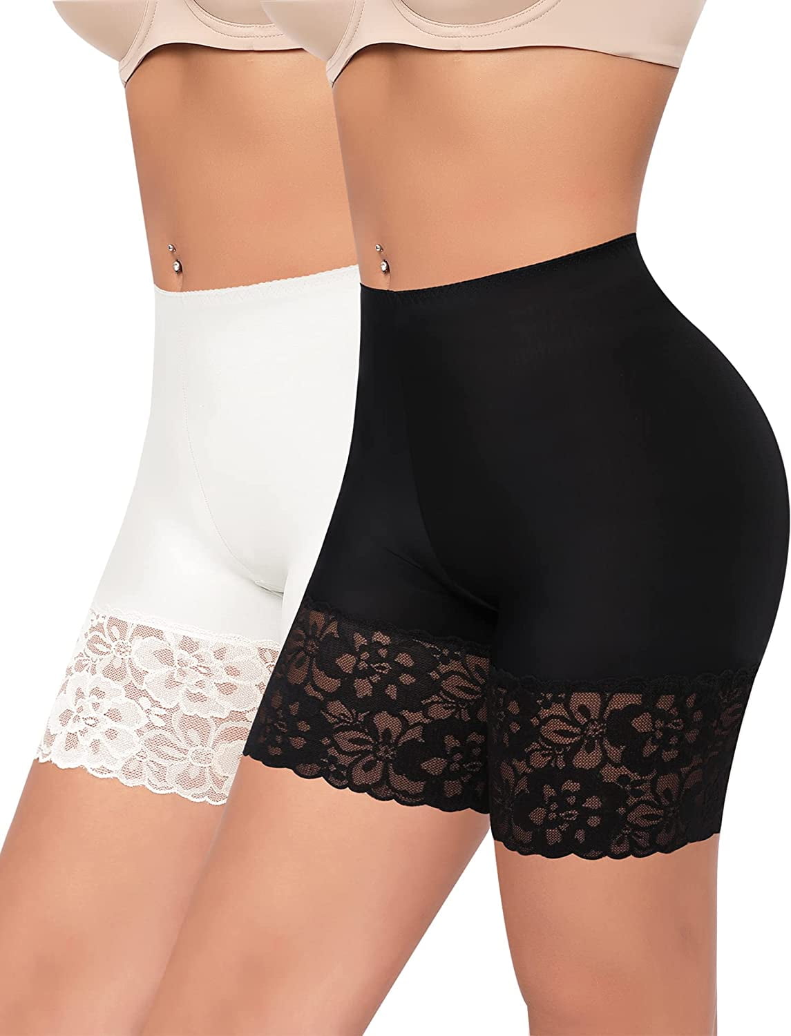 Slip Shorts for Under Dresses Women Anti Chafing Underwear Seamless Boyshorts Panties Lace Under