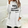 thumbnail image 2 of Women's Winter Long Sleeve Shirts Fleece Thermal Crewneck Letter Printed Thick Casual Loose Pullover Tops with Pockets (XL, White), 2 of 4