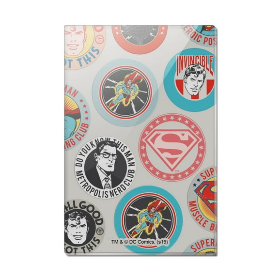Superman Button Pattern Rectangle Acrylic Fridge Refrigerator Magnet