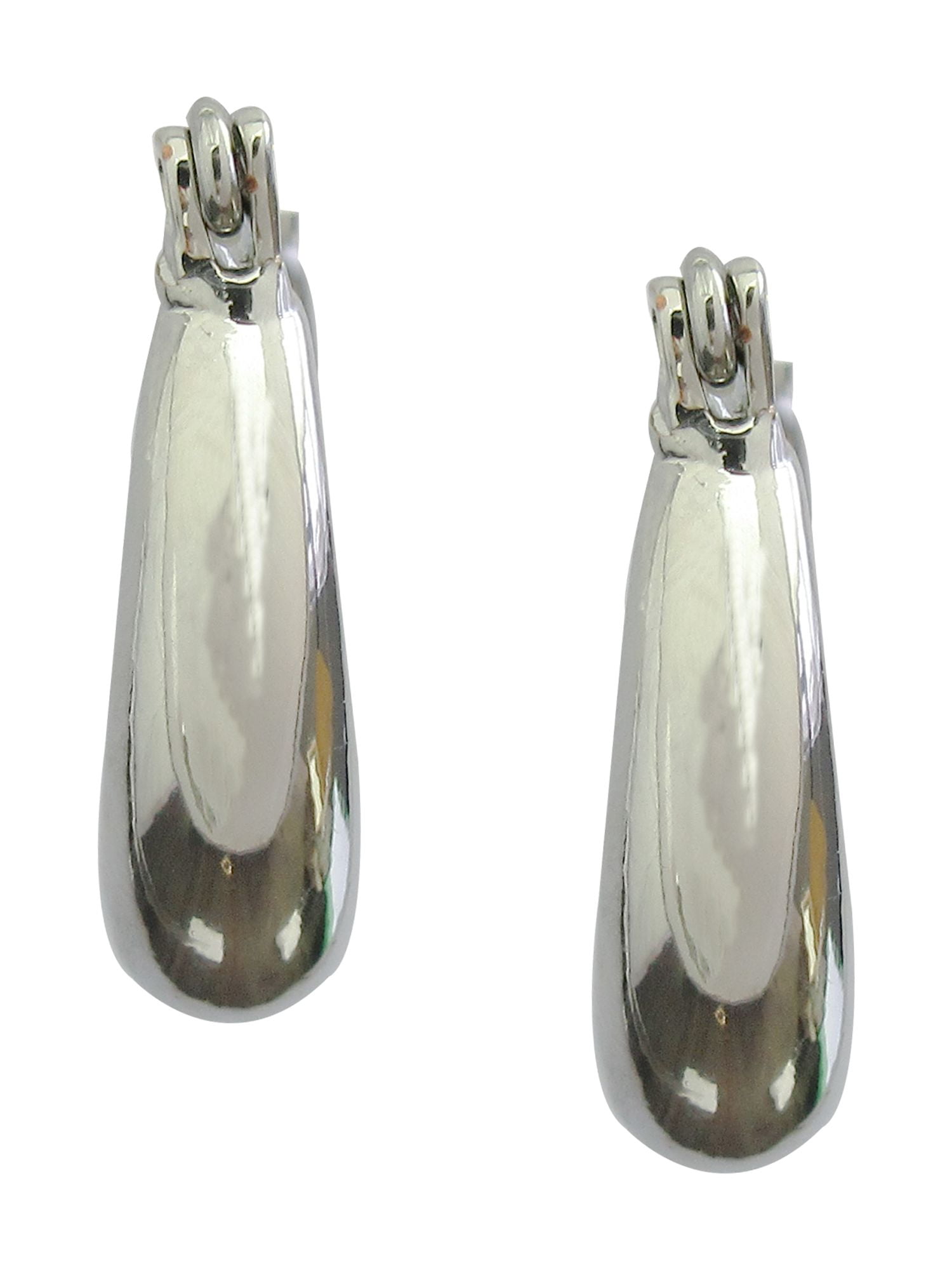 Time and Tru Women's Silver Plated Click-on Hoop Earring, 1 Pair