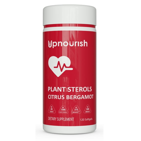 Citrus Bergamot Cholesterol Support Supplement with Plant Sterols, Omega 3, Turmeric, Aged Garlic, Niacin and Olive Leaf